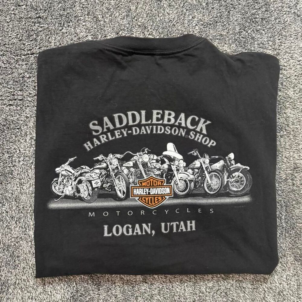 Harley Davidson 2010 black graphic biker grunge saddleback Utah Size XL